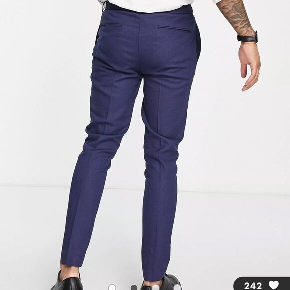 ASOS DESIGN Wedding super skinny suit pants in navy micro texture W38XL34 Nwt - Picture 2 of 7